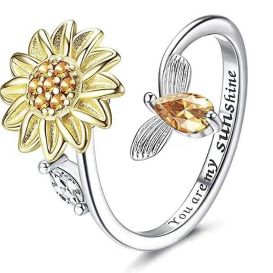 Perfektes Geschenk - Sonnen-Ring mit Fidget Blume