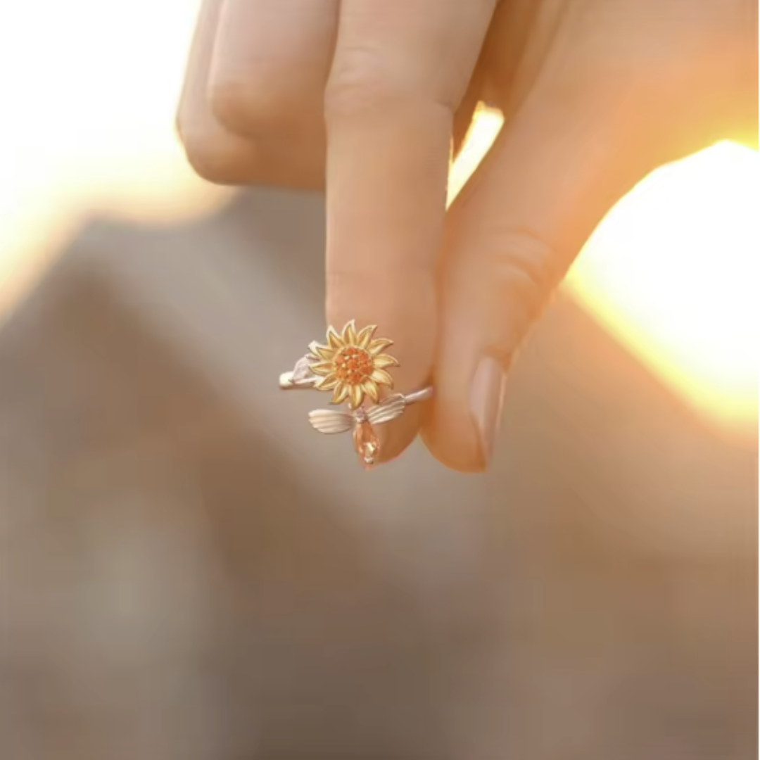 Perfektes Geschenk - Sonnen-Ring mit Fidget Blume