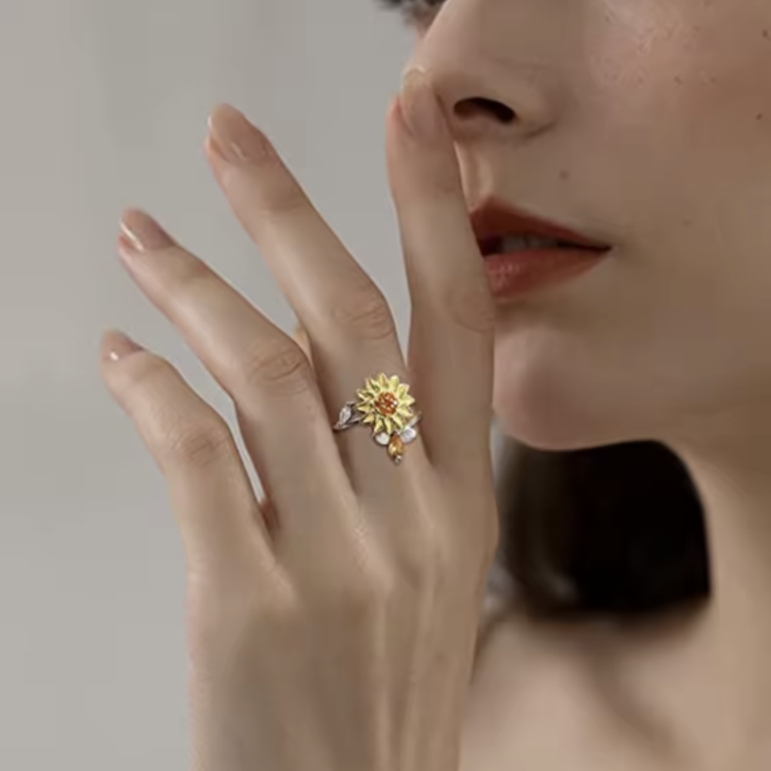 Perfektes Geschenk - Sonnen-Ring mit Fidget Blume
