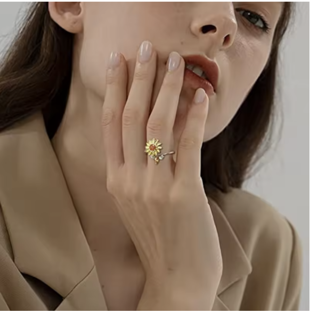 Perfektes Geschenk - Sonnen-Ring mit Fidget Blume