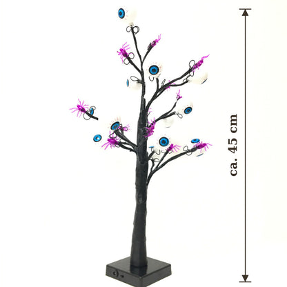 Schaurige Augenbaum-Lampe mit Größenangabe: ca. 45 cm hoch, vor weißem Hintergrund